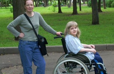 Woman with a disabled child